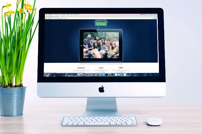 An iMac turned on